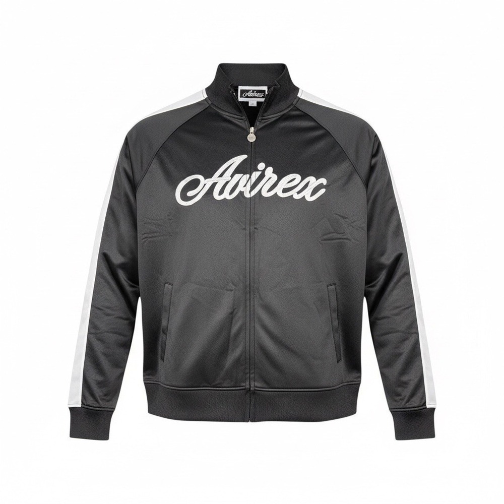 Vintage Avirex Men's Black White Track Jacket Full Zip Athletic Size XL NEW
